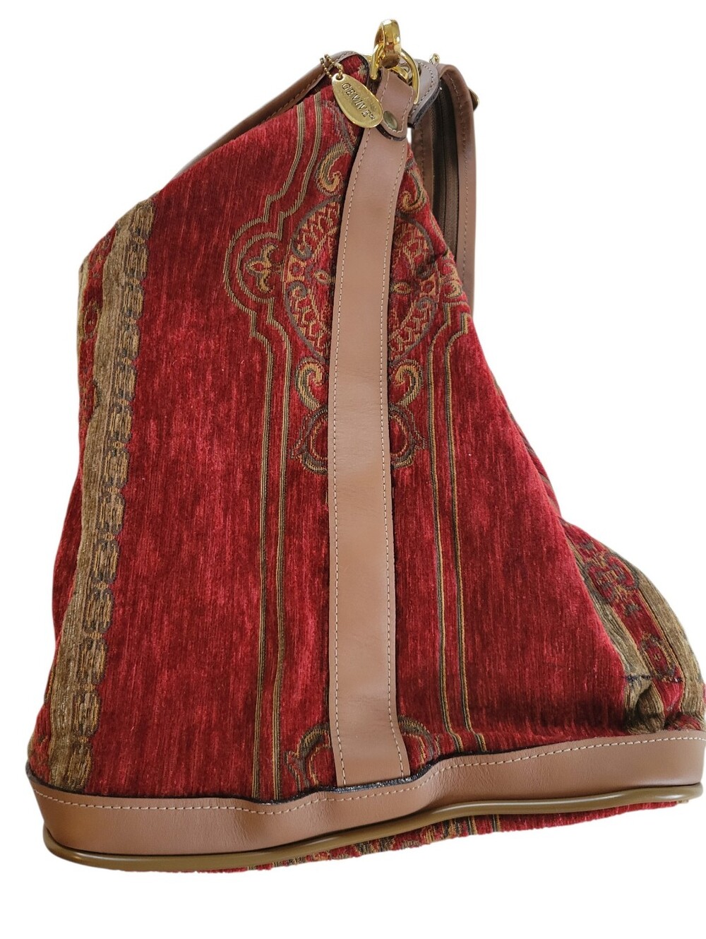 Vintage Gevive by Boyt Red Tapestry Convertible Slouchy Sling Backpack Bag